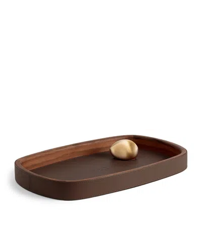 Assouline Leather Pebble Trinket Tray In Brown
