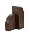 Assouline Library Cubist Leather Bookends In Brown