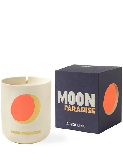 Assouline Travel From Home Moon Paradise Candle In Creme