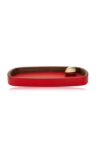 Assouline - Pebble Accessory Tray - Red Pebbled Leather - Red
