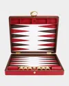 Assouline Pebble Leather Backgammon Set