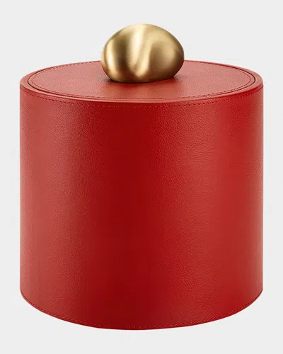 Assouline Pebble Tall Leather Trinket Box In Red