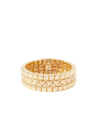 Assouline Puffy Heart Stud Bracelet (set Of Three) In Gold