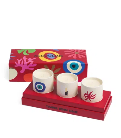 Assouline Travel From Home Mini Candle Set In Red