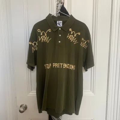 Pre-owned Asspizza Collection 1 Polo In Army Green