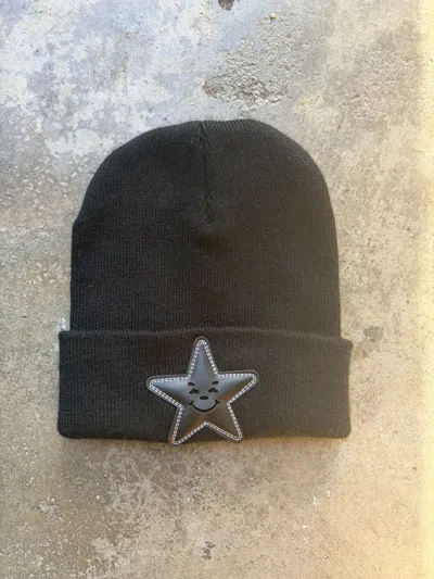 Pre-owned Asspizza Leather Star Beanie In Black