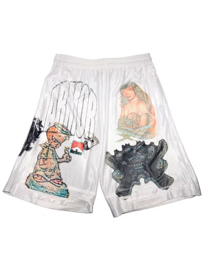 Pre-owned Asspizza Madeofglue Armor Armor Shorts In White