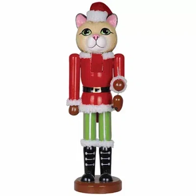 Asstd National Brand 14" Christmas Cat Nutcracker In Red