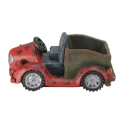 Asstd National Brand 14.5'' Red Vintage Car Led Lighted Solar Powered Outdoor Garden Patio Planter