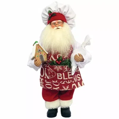 Asstd National Brand 15" Hand Painted Santa Figurine In Red