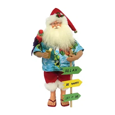 Asstd National Brand "15"" Vacation" Christmas Santa Figurine In Multi