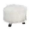 Asstd National Brand 16" Wide White Faux Fur Foot Stool In Black