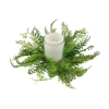 Asstd National Brand 17'' Decorative Artificial Mixed Green Fern Hurricane Glass Candle Holder In Green