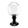Asstd National Brand 17.75'' Transparent And Jet Black Glass Pedestal Pillar Candle Holder In Multi