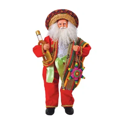 Asstd National Brand 18" Fiesta Christmas Santa Figurine In Red