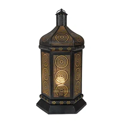 Asstd National Brand 21.5'' Black And Gold Moroccan Style Lantern Table Lamp
