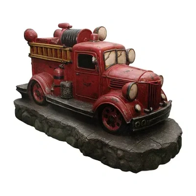 Asstd National Brand 38'' Lighted Red And Black Vintage Fire Truck Outdoor Patio Fountain