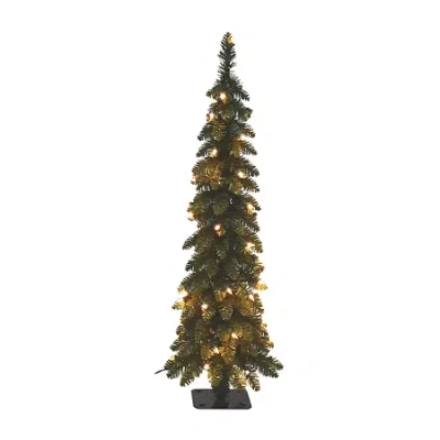 Asstd National Brand 4 Foot Slim Spruce 2 1/2 Foot Pre-lit Spruce Christmas Tree In Green