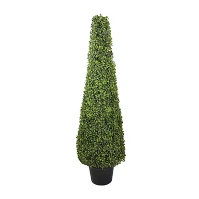 Asstd National Brand 45'' Two Tone Green Triangular Artificial Boxwood Topiary Potted Tree - Unlit