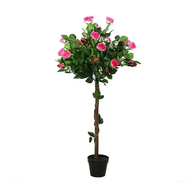 Asstd National Brand 47'' Potted Green And Pink Artificial Rose Tree