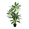 Asstd National Brand 55'' Green And Red Potted Two Tone Dracaena Artificial Plant In Green