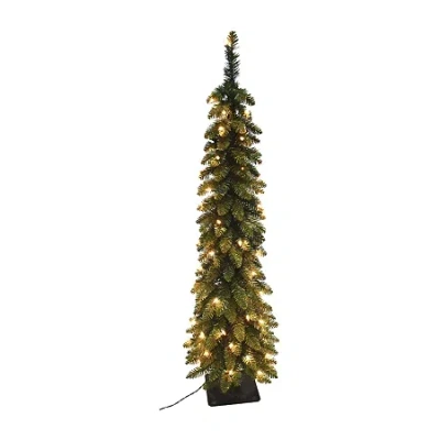 Asstd National Brand 6 Foot Slim Spruce 2 1/2 Foot Pre-lit Spruce Christmas Tree In Green