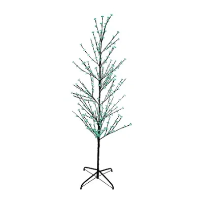 Asstd National Brand 6' Pre-lit Enchanted Garden Cherry Blossom Flower Artificial Spring Tree - Green Led Lights