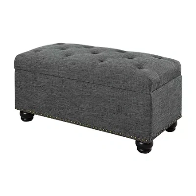 Asstd National Brand 7th Avenue Cushioned Storage Tufted Ottoman In Gray