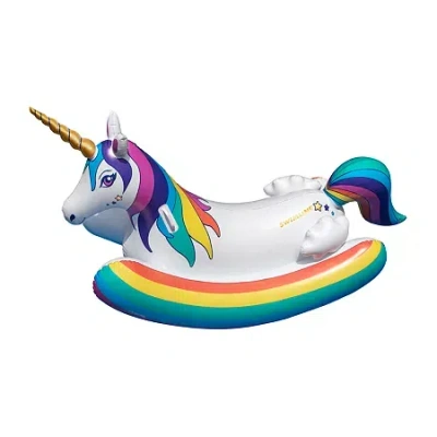 Asstd National Brand 86 Inflatable Unicorn Rocker Pool Float In White