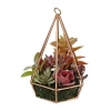 Asstd National Brand 9'' Artificial Green And Purple Succulents Arrangement In 6-sided Wire Frame In Multi