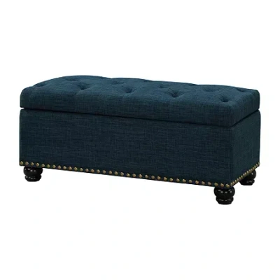 Asstd National Brand 9th Avenue Storage Tufted Nailhead Trim Bench In Blue