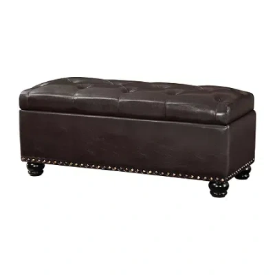 Asstd National Brand 9th Avenue Storage Tufted Nailhead Trim Bench In Brown