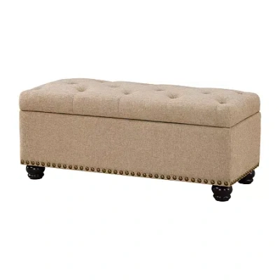 Asstd National Brand 9th Avenue Storage Tufted Nailhead Trim Bench In Sand