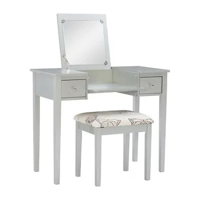 Asstd National Brand Ada Butterfly 2-pc. Vanity & Stool Set In Silver