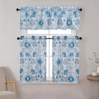 Asstd National Brand Aerin 3-pc. Rod Pocket Window Tier In Blue