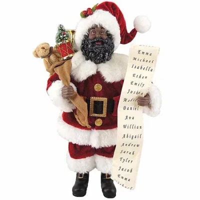 Asstd National Brand African American Christmas Santa Figurine In Red