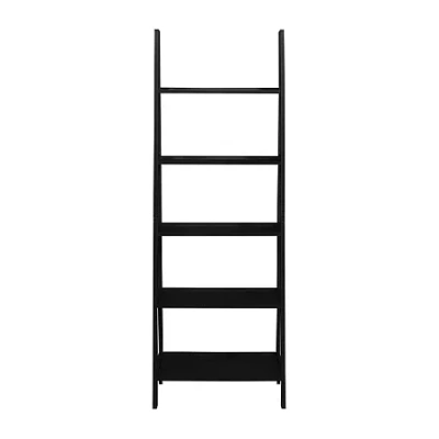 Asstd National Brand Almasy 5-shelf Leaning Bookshelf In Black