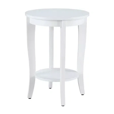 Asstd National Brand American Heritage Round End Table With Shelf In White