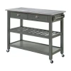 Asstd National Brand American Heritage Stainless Steel-top Kitchen Cart With Wine Rack In Gray