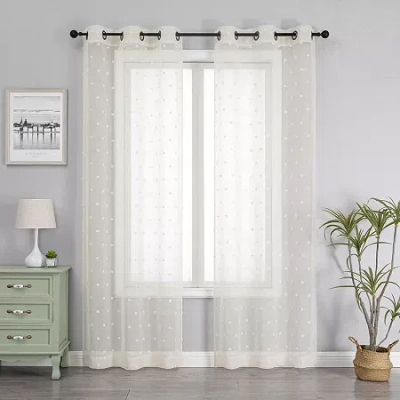 Asstd National Brand Angel Grommet Top Sheer Set Of 2 Curtain Panel In Sand