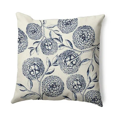 Asstd National Brand Antique Flowers Square Throw Pillow In Blue