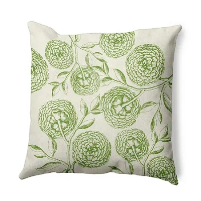 Asstd National Brand Antique Flowers Square Throw Pillow In Green