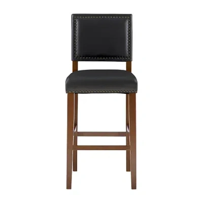 Asstd National Brand Archer Upholstered Barstool With Back In Black