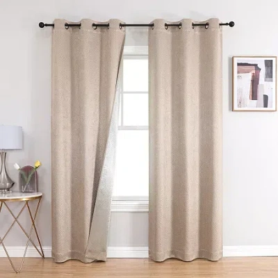 Asstd National Brand Archie Grommet Top Blackout Set Of 2 Curtain Panel In Brown