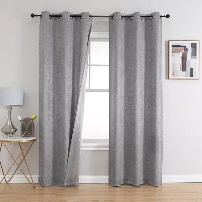Asstd National Brand Archie Grommet Top Blackout Set Of 2 Curtain Panel In Gray
