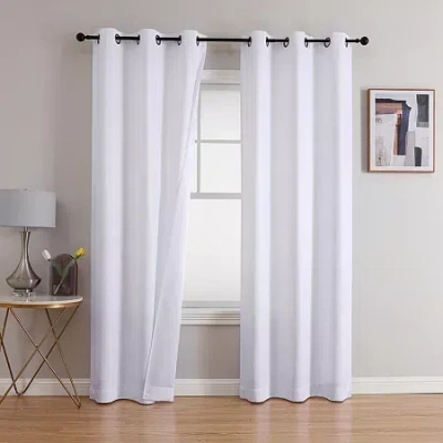 Asstd National Brand Archie Grommet Top Blackout Set Of 2 Curtain Panel In White