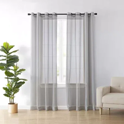Asstd National Brand Arm And Hammer Curtain Fresh Odor-neutralizing Grommet Top Sheer Single Curtain Panels In Gray
