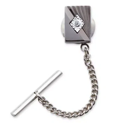 Asstd National Brand Art Deco Tie Tack With Diamond Accent In Gray