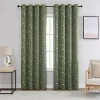 Asstd National Brand Aurora Grommet Top Embroidered Blackout Single Curtain Panel In Green