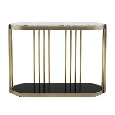 Asstd National Brand Aurora Storage Metal Console Table In Yellow